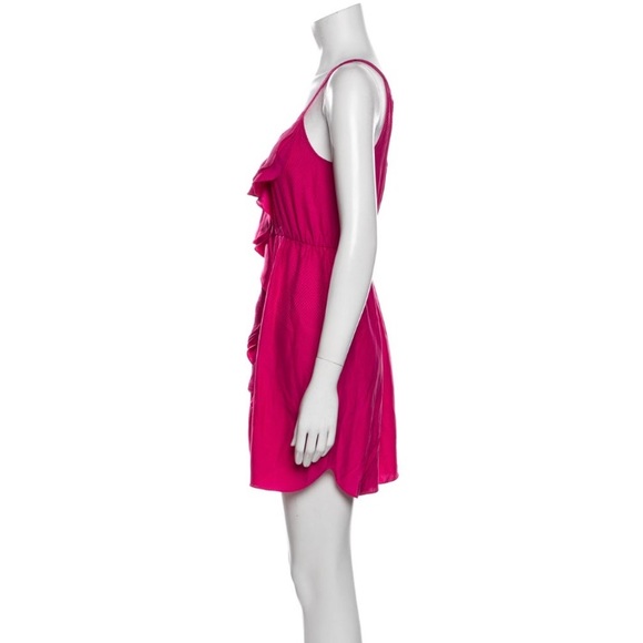 REBECCA TAYLOR Fushia Pink Silk Ruffle Mini Dress - Picture 4 of 12